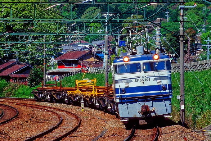 JR東海 国鉄チキ5200形貨車 EF65 106 鉄道フォト・写真 by 丹波篠山さん 金谷駅 (JR)：1999年04月24日00時ごろ