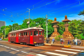 阪堺電気軌道モ161形電車 164 鉄道フォト・写真 by 丹波篠山さん 住吉鳥居前停留場：2022年05月05日14時ごろ