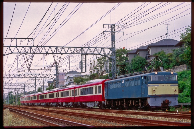 JR貨物 国鉄EF65形電気機関車 甲種輸送 EF65 102 鉄道フォト・写真 by 丹波篠山さん 夙川駅：1998年10月27日00時ごろ