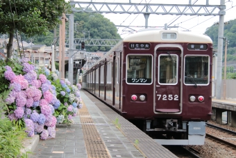 能勢電鉄7250形(Tc) 7252 鉄道フォト・写真 by たごさくさん 鶯の森駅：2024年06月27日11時ごろ