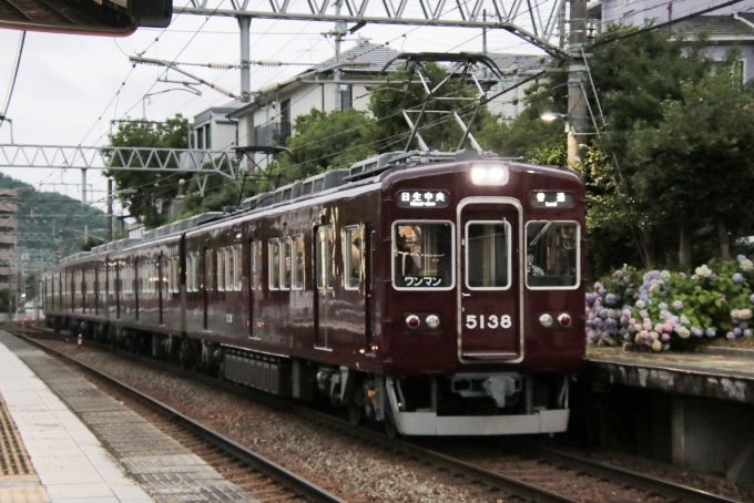 鉄道フォト・写真：能勢電鉄5100系電車 5138 鶯の森駅 鉄道フォト・写真 by たごさくさん - 撮影日 2024/06/28 18:27