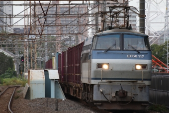 JR貨物 国鉄EF66形電気機関車 EF66 117 鉄道フォト・写真 by たちばなさん 八丁畷駅 (JR)：2020年09月16日07時ごろ