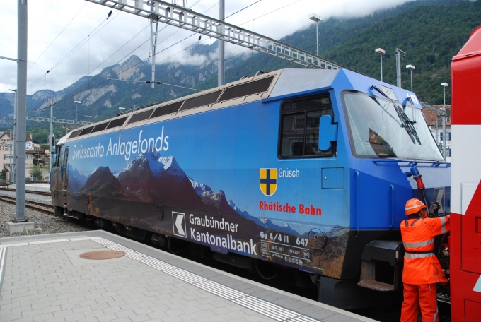 レーティッシュ鉄道 (RhB: Rhätische Bahn) Ge4/4 III 氷河急行 (Glacier Express) 647 クール ,  スイス(Chur, Switzerland) 鉄道フォト・写真 by 小弦さん | レイルラボ(RailLab)