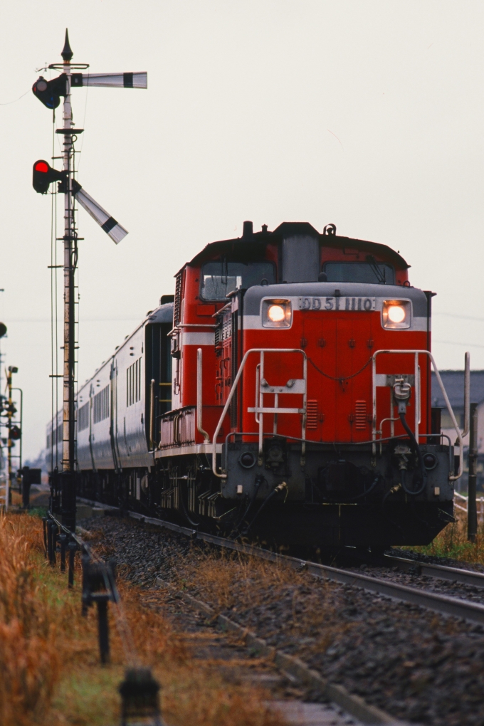 鉄道フォト・写真：JR西日本 国鉄DD51形ディーゼル機関車 サロンカーなにわ DD511110 大社駅 鉄道フォト・写真 by amiさん - 撮影日 1990/01/12 00:00